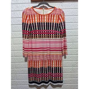 Eliza J. Women's Multi-Color Abstract Pattern 3/4 Sleeve T-Shirt Dress Size 8